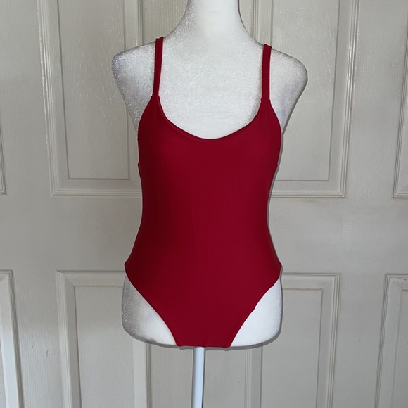 Blackbough Swim Blackbough Red High Thigh Low Back One Piece Thong